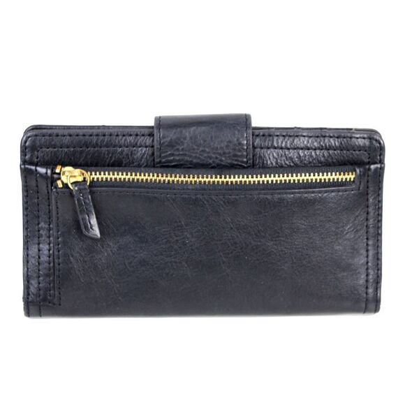 FOSSIL BLACK GENUINE LEATHER ID CARD COIN HOLDER BILL BIFOLD WALLET PURSE - Picture 2 of 10